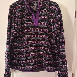 L.L. Bean Purple and Black Patterned Pullover